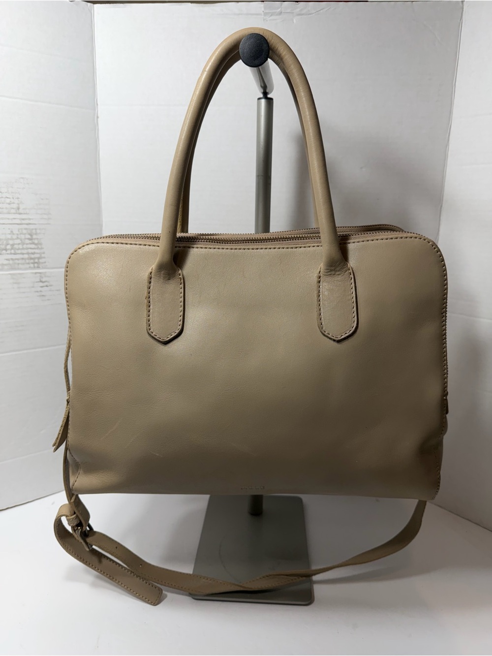 Able Taupe Leather Satchel Bag